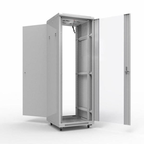 Шкаф напольный 19" 32U 600х1000мм, передняя дверь стекло, задняя дверь металл, RAL 7035 REXANT