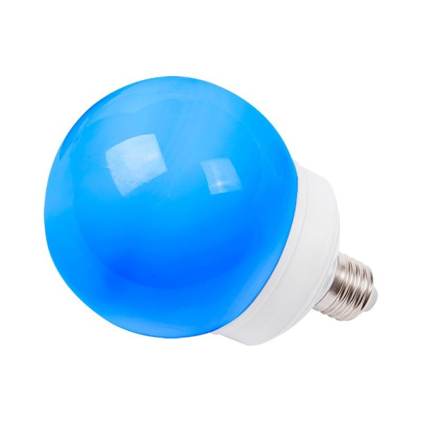 Лампа-шар светодиодная, диаметр 100мм, E27, 12 LED, 2Вт, СИНИЙ, матовая колба, 230В NEON-NIGHT