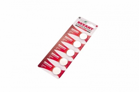 Батарейка литиевая CR2016, 3В, 5 шт, блистер REXANT