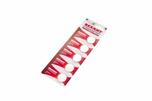 Батарейка литиевая CR2016, 3В, 5 шт, блистер REXANT
