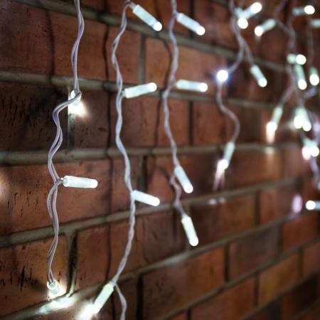Гирлянда светодиодная Бахрома (Айсикл) 4,8х0,6м 176 LED БЕЛЫЙ белый ПВХ IP65 постоянное свечение 230В нужен блок 303-500-1 NEON-NIGHT