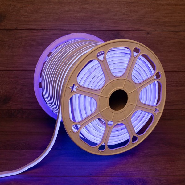 Гибкий неон 8х16мм двухсторонний 120 LED/м СИНИЙ 230В бухта 100м (с комплектом подключения) NEON-NIGHT