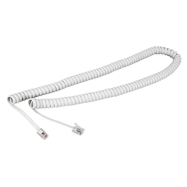 Шнур для телефонной трубки, витой RJ-10 (4P-4C), 4м, белый REXANT