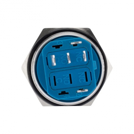 Кнопка антивандальная Ø 22 12В(LED) Б/Фикс (5с) OFF-(ON)/ON-(OFF) подсв./зеленая REXANT