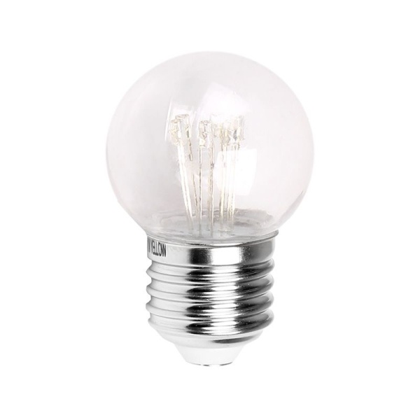 Ретро-лампа светодиодная диаметр 45мм, E27, 6 LED, 2Вт, ТЕПЛЫЙ БЕЛЫЙ, прозрачная колба, 230В NEON-NIGHT