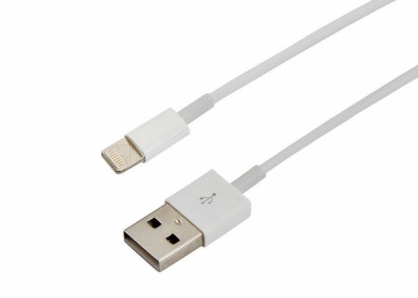 Кабель USB-A – Lightning, 2,4А, 1м, ПВХ, белый, оригинал (чип MFI) REXANT