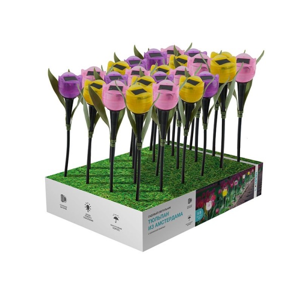 Светильник грунтовый Тюльпан из Амстердама 4000К с солнечной панелью и аккумулятором LAMPER