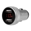 Автозарядка в прикуриватель 2хUSB с дисплеем (АЗУ) (1000+2100 mA) серебристая REXANT
