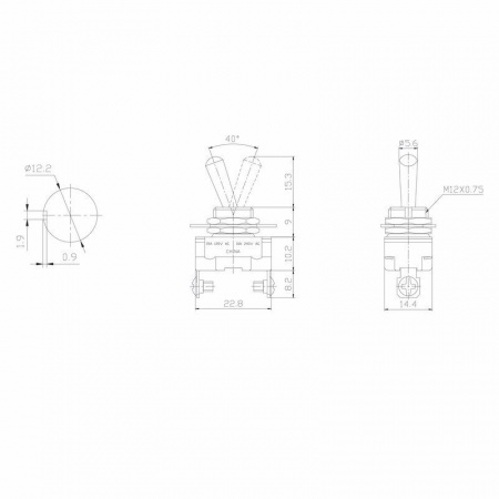 Тумблер 220V 10А (2c) ON-OFF однополюсный  Mini  (ASW-23)  REXANT (в упак. 1шт.)