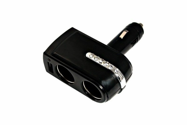 Разветвитель автоприкуривателя, 2 гнезда, 1хUSB (5В, 1000мА) REXANT