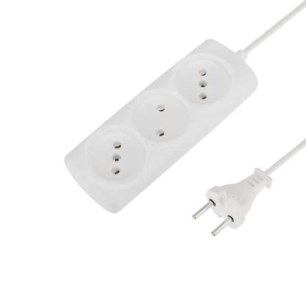 Удлинитель STANDARD 3 гнезда, 7м, 2х0,75мм², б/з, белый PROconnect