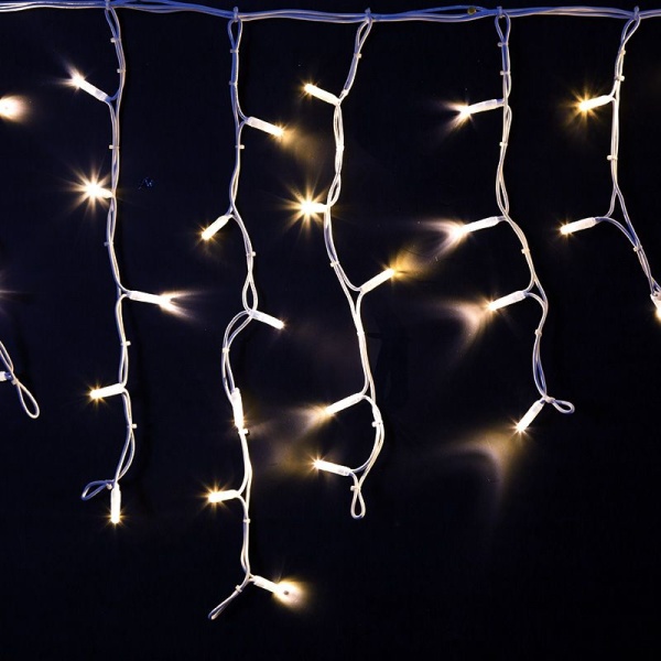 Гирлянда светодиодная Бахрома (Айсикл) 4,0х0,6м 128 LED БЕЛЫЙ белый каучук 3,3 мм IP67 постоянное свечение 230В нужен блок 315-001 NEON-NIGHT