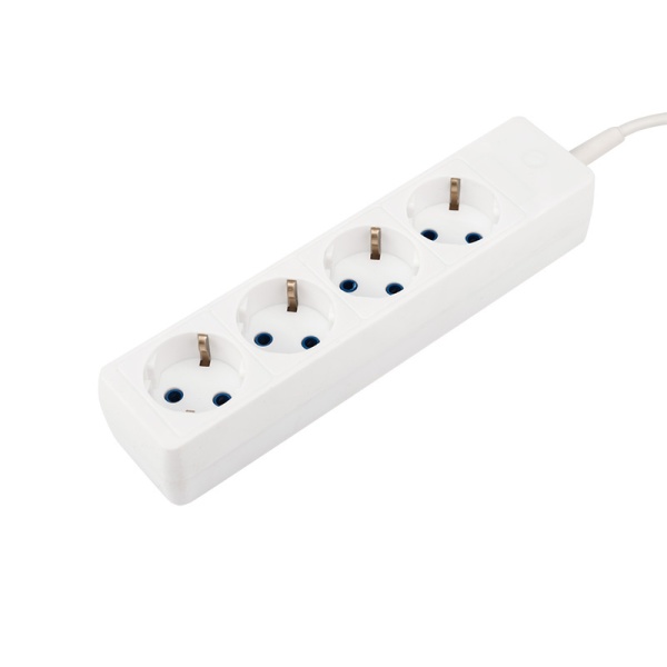 Удлинитель 4 гнезда, 3м, 3х0,75мм², с/з, белый PROconnect