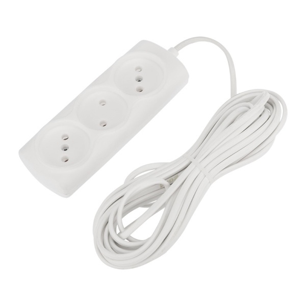 Удлинитель STANDARD 3 гнезда, 7м, 2х0,75мм², б/з, белый PROconnect