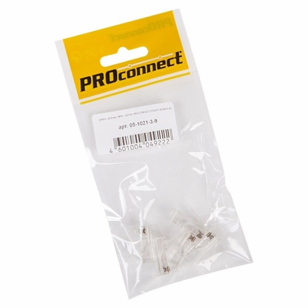 Разъем RJ-45(8P8C) под витую пару, UTP, CAT 5e (15 µ"/ 15 микродюймов), пакет, 5шт. PROconnect