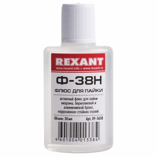 Флюс для пайки, Ф-38Н, 30мл, флакон REXANT