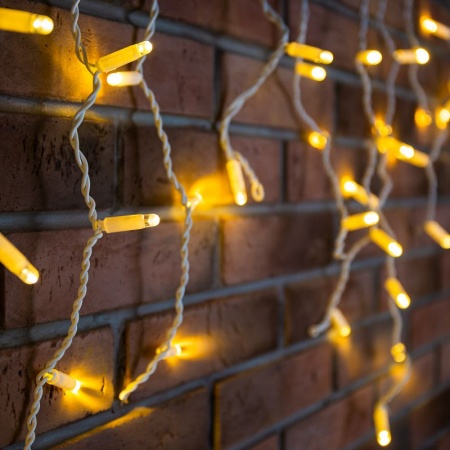 Гирлянда светодиодная Бахрома (Айсикл) 2,4х0,6м 88 LED ТЕПЛЫЙ БЕЛЫЙ белый ПВХ IP65 постоянное свечение 230В блок в комплекте NEON-NIGHT