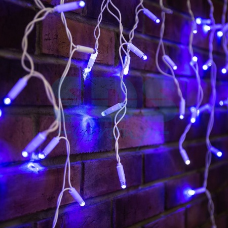 Гирлянда светодиодная Бахрома (Айсикл) 4,8х0,6м 176 LED СИНИЙ белый ПВХ IP65 эффект мерцания 230В нужен блок 303-500-1 NEON-NIGHT