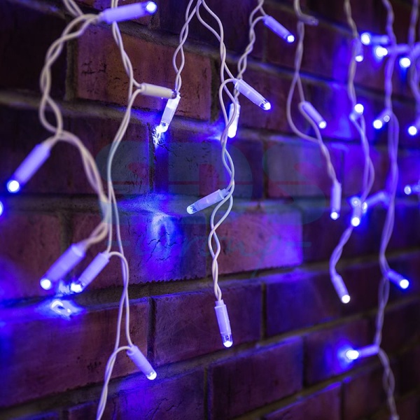 Гирлянда светодиодная Бахрома (Айсикл) 4,8х0,6м 176 LED СИНИЙ белый ПВХ IP65 эффект мерцания 230В нужен блок 303-500-1 NEON-NIGHT
