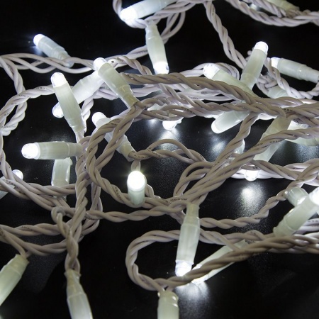 Гирлянда светодиодная Нить 10м 100 LED БЕЛЫЙ белый ПВХ IP65 эффект мерцания 230В соединяется нужен блок 303-500-1 NEON-NIGHT