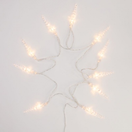 Гирлянда светодиодная Сосульки 1,5 м, 10 LED, прозрачный ПВХ, цвет свечения теплый белый, 2 х АА (батарейки не в комплекте) NEON-NIGHT