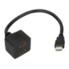 Переходник штекер HDMI - 2 гнезда HDMI с проводом, черный REXANT
