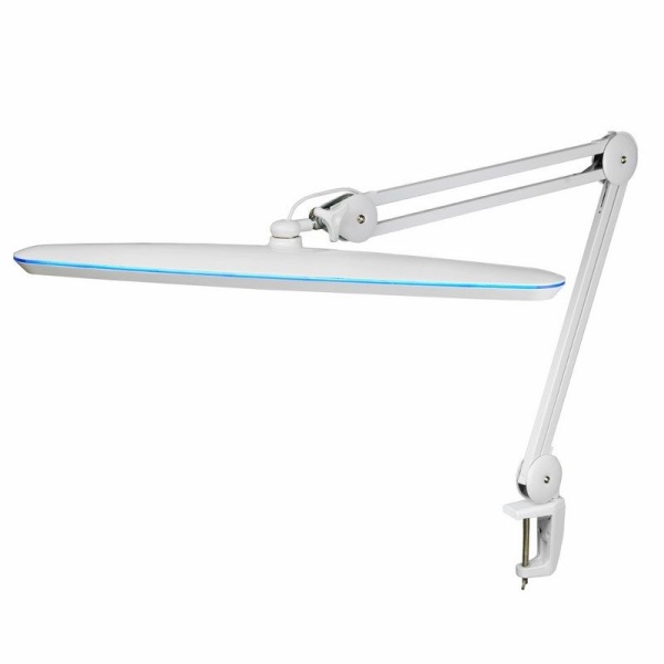 Лампа настольная бестеневая, струбцина, Blue Stream, 117 SMD LED, диммер (4 уровня), белая REXANT