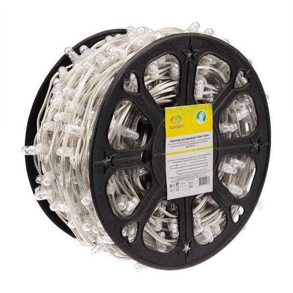 Гирлянда LED Клип-лайт 12 V, прозрачный ПВХ, 150 мм, цвет диодов белый