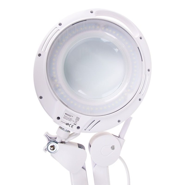 Лупа на струбцине круглая 3D с подсветкой 60 SMD LED, сенсорный регулятор яркости, ø127мм, белая REXANT
