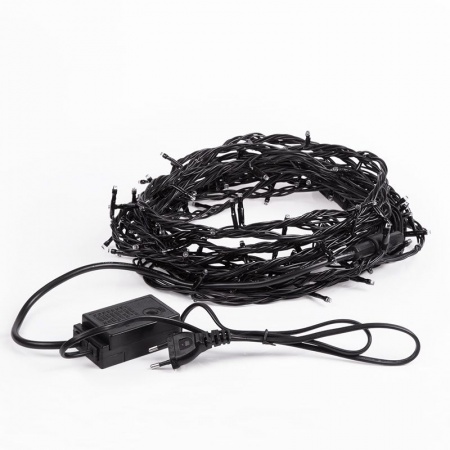 Гирлянда Нить управляемая 10м 100 LED СИНИЙ черный ПВХ IP65 свечение с динамикой 230В контроллер в комплекте NEON-NIGHT