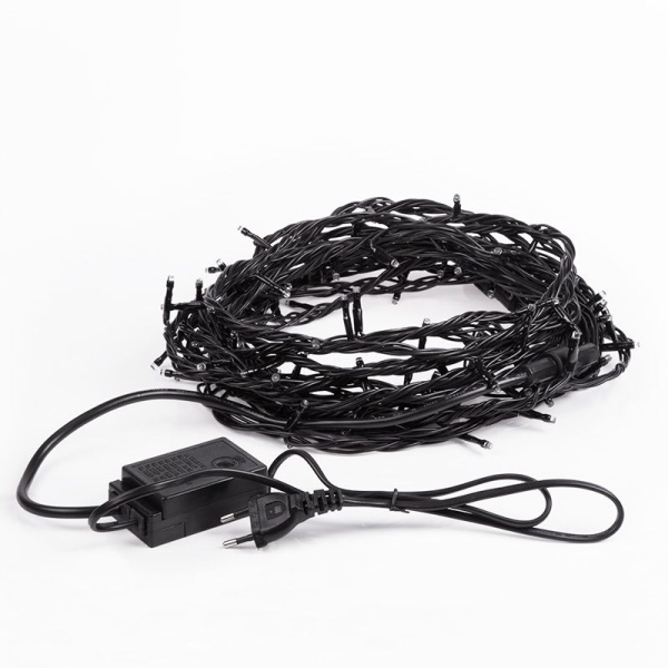 Гирлянда Нить управляемая 10м 100 LED СИНИЙ черный ПВХ IP65 свечение с динамикой 230В контроллер в комплекте NEON-NIGHT