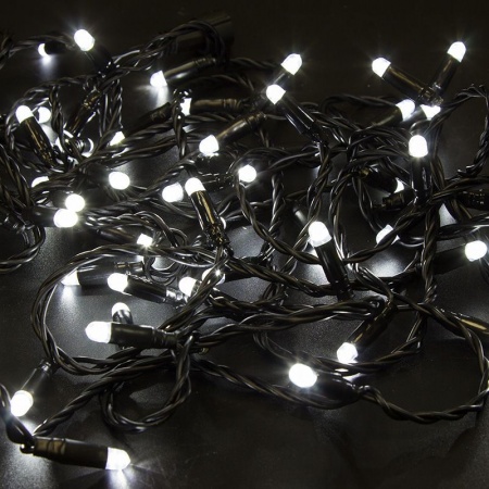 Гирлянда светодиодная Нить 10м 100 LED БЕЛЫЙ черный ПВХ IP65 эффект мерцания 230В соединяется нужен блок 303-500 NEON-NIGHT