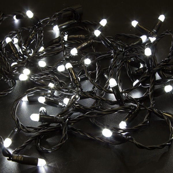 Гирлянда светодиодная Нить 10м 100 LED БЕЛЫЙ черный ПВХ IP65 эффект мерцания 24В соединяется NEON-NIGHT нужен трансформатор 531-100/531-311/531-312