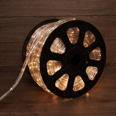 Дюралайт LED трехжильный 230В 13мм 24 LED/м ТЕПЛЫЙ БЕЛЫЙ свечение с динамикой модуль 4м бухта 100м NEON-NIGHT Эконом