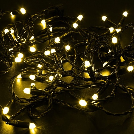 Гирлянда светодиодная Нить 10м 100 LED ЖЕЛТЫЙ черный ПВХ IP65 эффект мерцания 24В соединяется NEON-NIGHT нужен трансформатор 531-100/531-311/531-312
