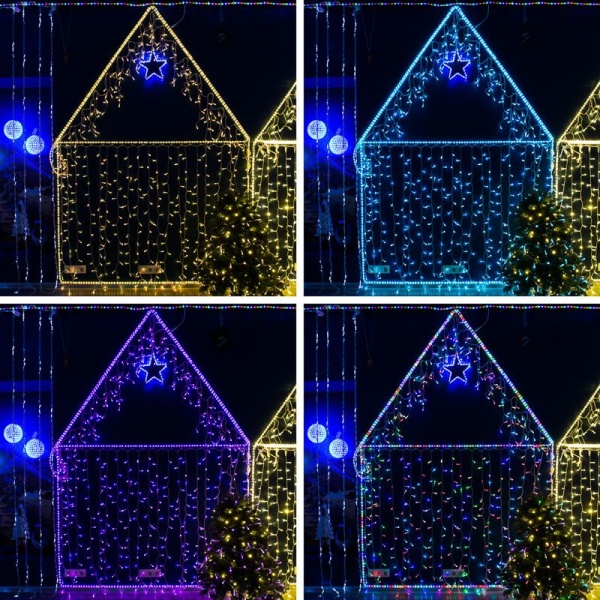 Гирлянда светодиодная Занавес 2х1,5м 300 LED RGB прозрачный ПВХ IP65 для свечения с динамикой 230В нужен контроллер 245-908 NEON-NIGHT