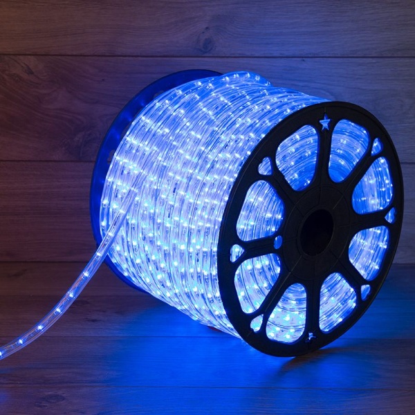 Дюралайт LED двухжильный 230В 13мм 24 LED/м СИНИЙ постоянное свечение модуль 2м бухта 100м NEON-NIGHT
