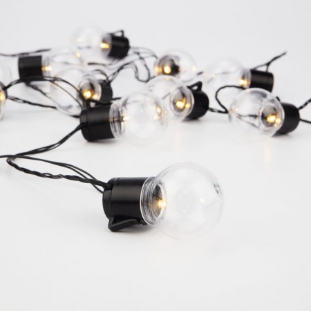 Лофт-гирлянда светодиодная 5 м, черный ПВХ, 20 LED, теплое белое свечение NEON-NIGHT