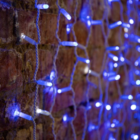 Гирлянда светодиодная Занавес 2х1,5м 300 LED СИНИЙ белый ПВХ IP65 эффект мерцания 230В нужен блок 303-500-1 NEON-NIGHT