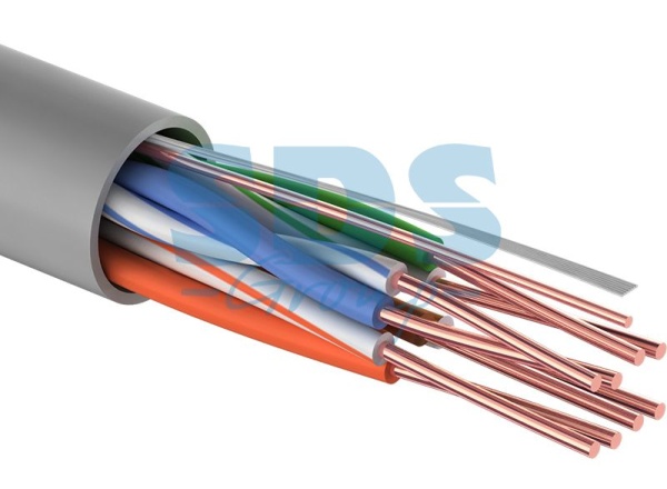 Кабель витая пара U/UTP, CAT 5e, PVC, 4PR, 24AWG, INDOOR, SOLID, серый, 50м PROconnect
