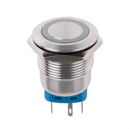 Кнопка антивандальная Ø 22 12В(LED) Б/Фикс (5с) OFF-(ON)/ON-(OFF) подсв./зеленая REXANT