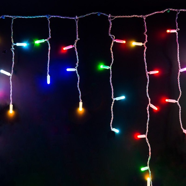 Гирлянда светодиодная Бахрома (Айсикл) 4,8х0,6м 176 LED RGB прозрачный ПВХ IP65 свечение с динамикой 230В нужен контроллер 245-908 NEON-NIGHT
